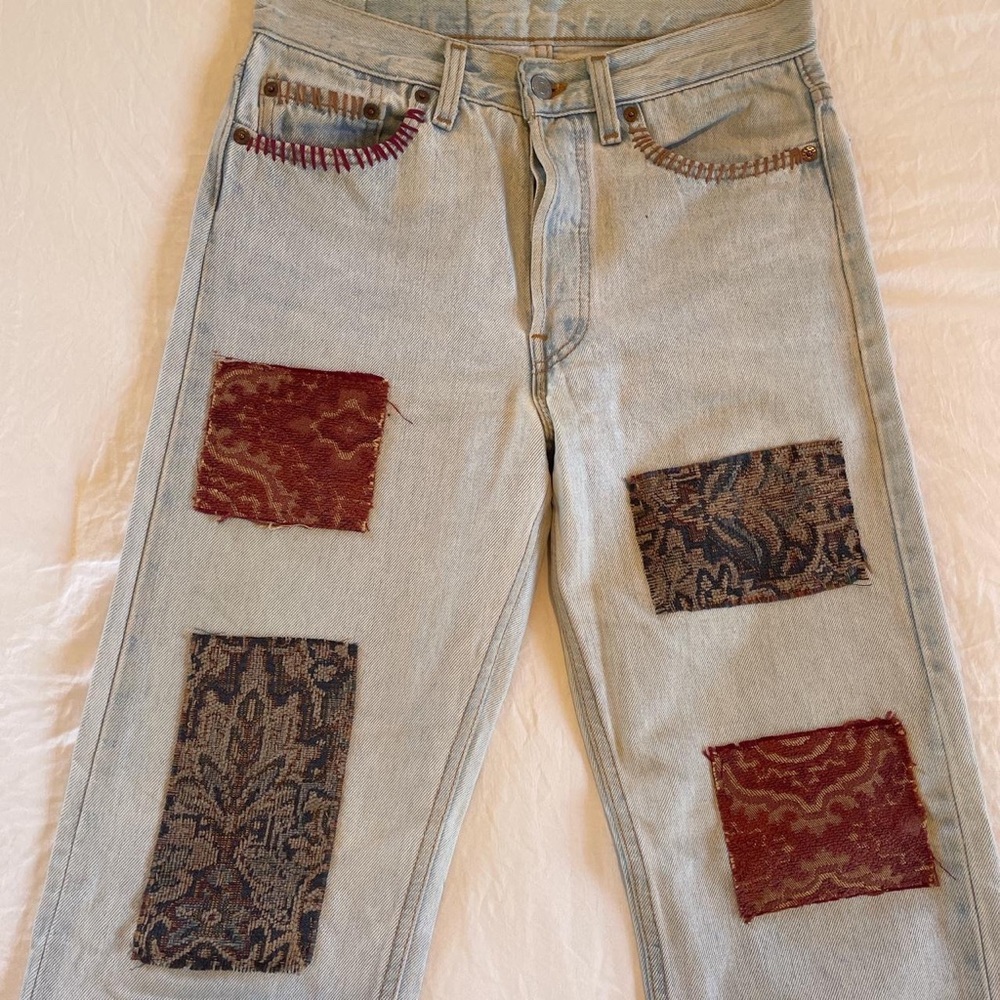 handmade patchwork jeans - Picture 2 of 5